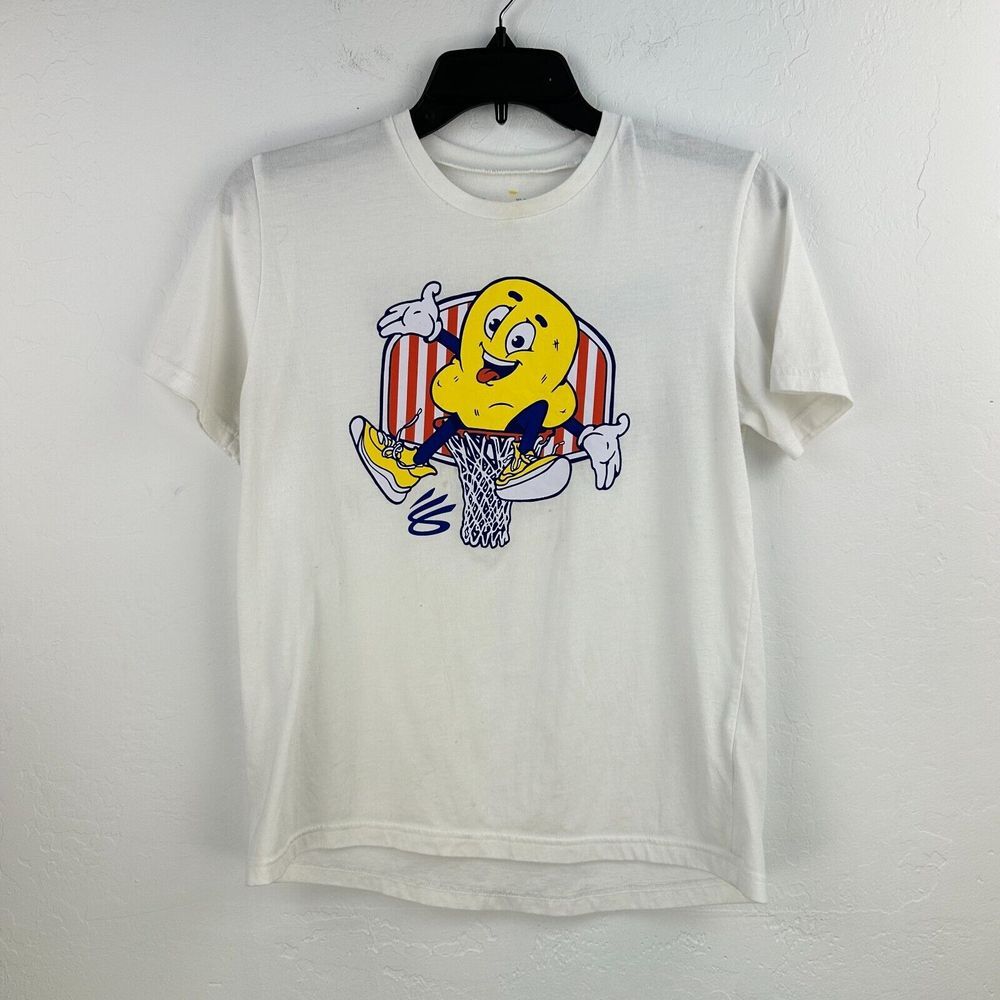 Under Armour Tshirt Kids Large White Yellow Steph Curry Popcorn‎ Short Sleeve